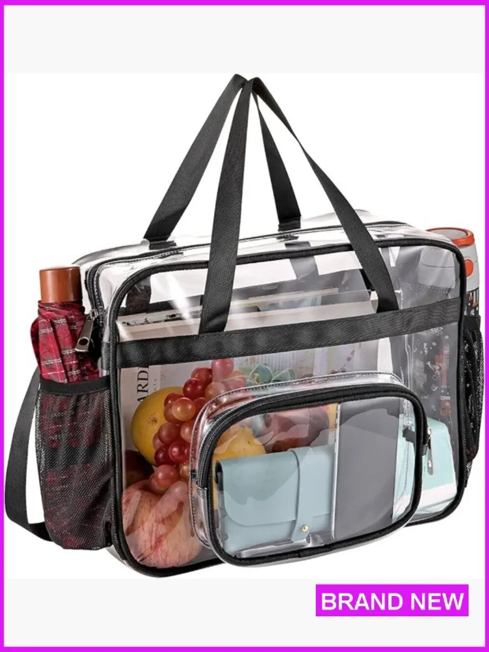 Clear Tote Bag Stadium Approved Large Transparent PVC Shoulder Strap